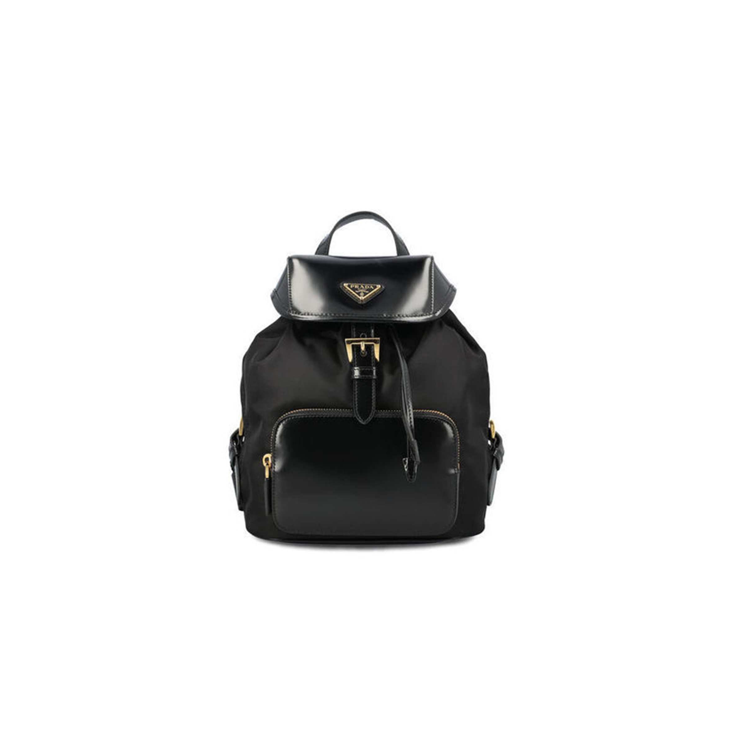 PRADA MEDIUM RE-NYLON AND BRUSHED LEATHER BACKPACK BLACK 1BZ074 (25*20.5*11.5cm)